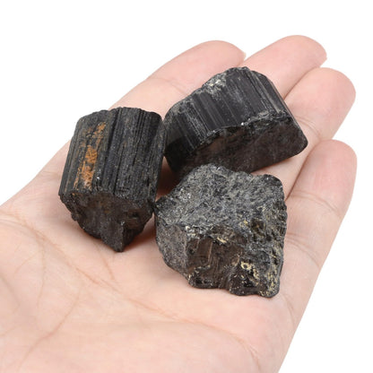Justinstones 100 Grams Raw Black Tourmaline Tumbled Unpolished Natural Crystal Healing Pocket Stones Rock Collection