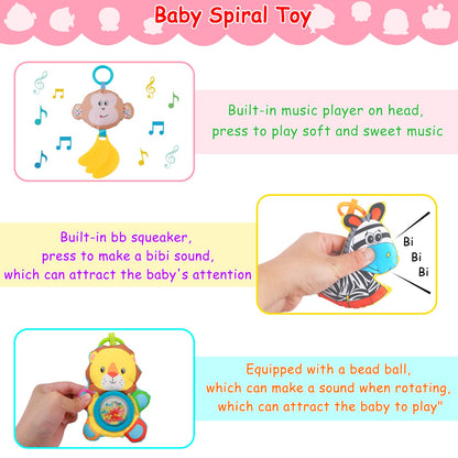 Car Seat Toys for Babies 0-6 Months,Baby Stroller Activity Arch Toys for Infant 0-6 Months Hanging Rattle Musical Bassinet Travel Crib Carseat Toy,Clip on Bouncer Toys for Babies 0 3 6 9 Months Gift