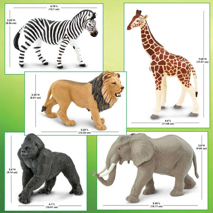 Safari Ltd. African Animals Toy Set - Realistc Figurines of Lion, Zebra, African Elephant, Giraffe, and Gorilla - Play Set for Boys, Girls & Kids 3+
