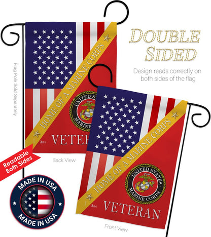 Home of Marine Corps Garden Flag - Armed Forces USMC Semper Fi United State American Military Veteran Retire - House Decoration Banner Small Yard Gift Double-Sided Made In USA 13 X 18.5, Thick Fabric