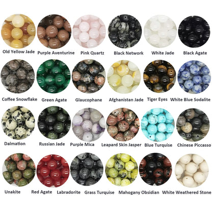 Maonewque 504pcs 8mm Natural Round Stone Beads Healing Engry Crystals Gemstone Beading Loose Gemstone Hole Size 1mm DIY Smooth Beads for Bracelet Necklace Earrings Jewelry Making,(24Colors-8mm)