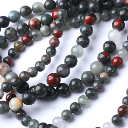 90PCS 4MM African Bloodstone Beads Natural Gemstone Round Stone Beads for Jewelry Making DIY Energy Stone Healing Power Bracelet 15"