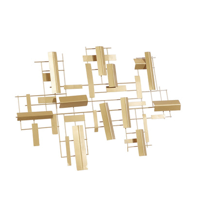 CosmoLiving by Cosmopolitan Metal Geometric Home Wall Decor 3D Stripe Wall Sculpture, Wall Art 36" x 1" x 23", Gold