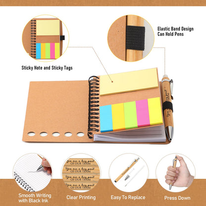 Moinchore 10 Sets Teacher Appreciation Gifts Thank You Gifts Inspirational Spiral Notebooks with Sticky Notepad and Bamboo Pen Nurse Week Gift for Team Nurse Coworker Graduation (Team Together)