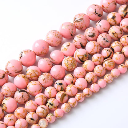 45PCS 8MM Natural Pink Shell Turquoise Beads for Jewelry Making with Mother-of-Pearl Round Loose Beads DIY Bracelet Accessories 15" (8mm, Pink Shell Turquoises)