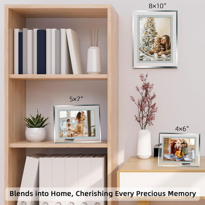 Vienrose 4x6 Picture Frame Set of 2, Clear Glass Photo Frames with Silver Edge, Horizontal or Vertical Display for Tabletop, Desk, Home, Office Decoration