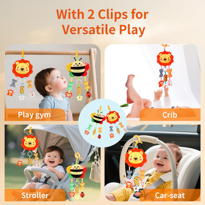 MokukuToys Baby Toys for 0 3 6 9 12 Months, Plush Animal Sensory Hanging Rattle,Newborn Interactive Soft Toys for Baby,Car Seat Stroller Toys Gift for Infant Boy Girl
