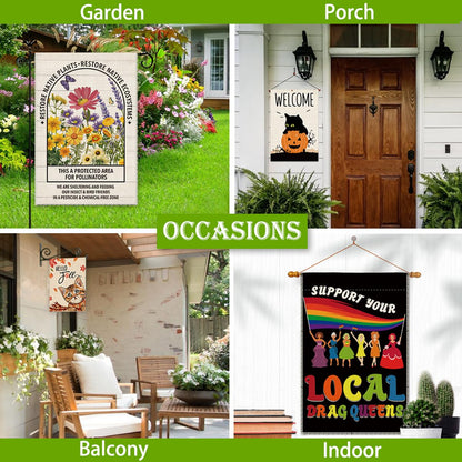 Hafhue Hippity Hoppity Get Off My Property Welcome Garden Flag, Funny Frog Outdoor Farmhouse Decoration 12x18 Inch Waterproof Double Sided Printing, No Trespassing Sign for Bedroom Yard Garage Bar