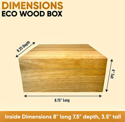 Blake & Lake Wooden Eco Box with Hinged Lid - Oak Wood Storage Box with Lid - Wooden Keepsake Box - Decorative wooden boxes with lids for Keepsakes (Oak)