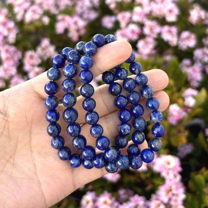 Adabele Real Natural Blue Lapis Lazuli Gemstone Beaded Bracelet 8.5 inch Stretch Chakra Healing Crystal Stone Jewelry Women Mom Gift GB8-D20