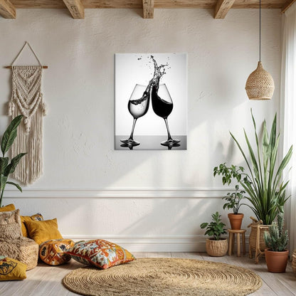 Novup Black And White Wine Splash Wall Art Canvas Print Decor Pictures Painting Modern Abstract Photography 18X24Inch