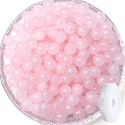 QINJIEJIE 100PCS Rose Quartz Beads 8mm Natural Stone Beads Round Loose Gemstone Bead for Bracelet Beading Crystal Jewelry Making DIY Necklace Earrings 0.32"