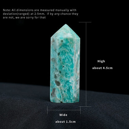Apengshi Amazonite Natural Healing Crystal Tower 1.57-1.96in(4-5cm) Faceted Single Point Chakra Crystal Stone Meditation Home Decor Collection Gift