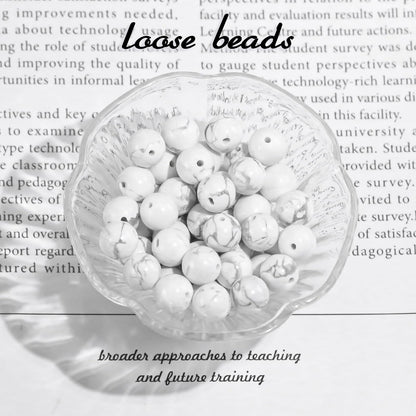 4mm Natural Gemstone Round Small Beads for Jewelry Making White Howlite Crystal Beads for Bracelets Neacklaces Earrings Craft Making Supplies (15"/Strand)