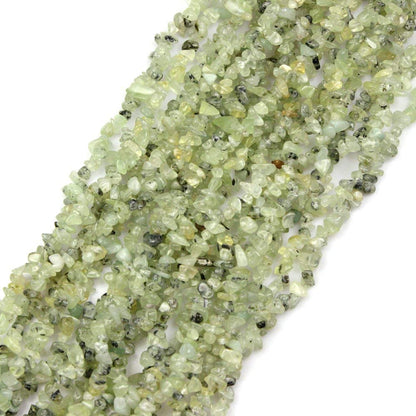 HAAMIIQII 5-8mm Natural Green Prehnite Chips Beads Irregular Chip Stones Loose Gemstone Beads Energy Healing Beads for Jewelry Making Strand 30 Inch