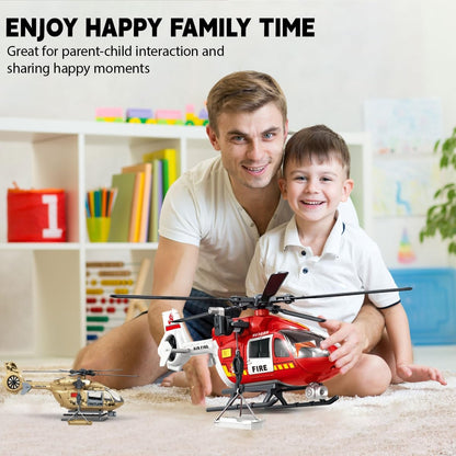 Big Helicopter Toy for Kids Ages 3 4 5 6 7 - Police, Firefighter, EMS & Military Toy Choppers with Spinning Propellers, Hanging Basket, Lights & Sounds - Birthday Party Favors for Boys and Girls