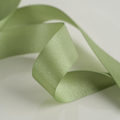 HUIHUANG Moss Green Satin Ribbon - 1 inch Luxury Shimmer, Extra Density, Dusty Sage for Gift Wrapping, Crafts, Bows, Flower Bouquets, Holiday Decor, Bridal Showers - 20 Yards