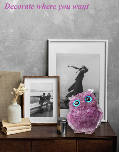 LAIDANLA Amethyst 2.4" Owl Statue Natural Healing Crystal Cute Owl Animal Purple Figurine Pocket Sculpture Reiki Spiritual Energy Gemstone Home Office Room Desk Decor Gifts for Women Men
