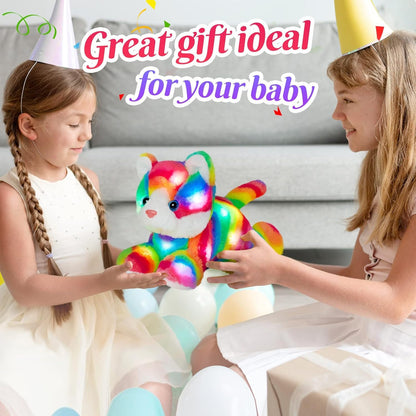 Glow Guards Light up Rainbow Cat Stuffed Animal Soft Kitty Plush Toy with LED Night Light Christmas Children's Day Birthday Gifts for Toddlers Kids Boys and Girls Children, 13''