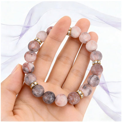 Healing Beaded Bracelet for Women - Rose Quartz & Chakra Crystal Anxiety Stress Relief Bead Bracelets, Calming Stretchy Yoga Meditation Daily Wear Healing Stones Bracelet, Stress Relief Gift for Her