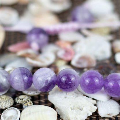 DAZCOLO Handmade Gem Bracelet Adjustable Macrame Gemstone 8mm Round Beads Crystals Quartz Unisex (Dog Teeth Amethyst)