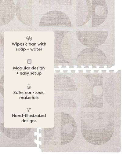 House of Noa Play Mat – 4x8 Sandstone Luna – Set of 8 Tiles – Cushioned EVA Foam Play Mat for Floor, Soft Interlocking Mats for Hard Floors