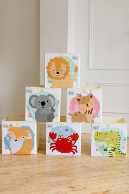 Queebi Crab Storage Cube- Organizer for Nursery, Playroom, Bedroom, Closet. Foldable Box 13x13x13 inches. Children's Toy Box, Diaper Caddy, Clothing Basket, Book Bin, Baby Essentials & Kids Gift