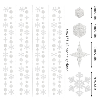 Snowflake-Snow White-Silver Christmas Party-Decorations Streamers - 52Ft White Winter Wonderland Frozen Hanging Paper Garland Banner,Birthday Wedding Baby Shower New Year Supplies Decor Hugtmr