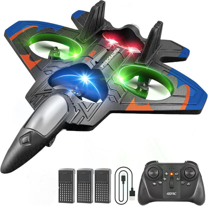 4DRC V32 Foam RC Planes with 3 Batteries, Remote Control Airplanes for Kids Adults 8-16, RC Drone Airplane Helicopter Jet with Light, 360° Flip, Stunt Roll, Airplane Toy Gifts for Kids Boys Adults