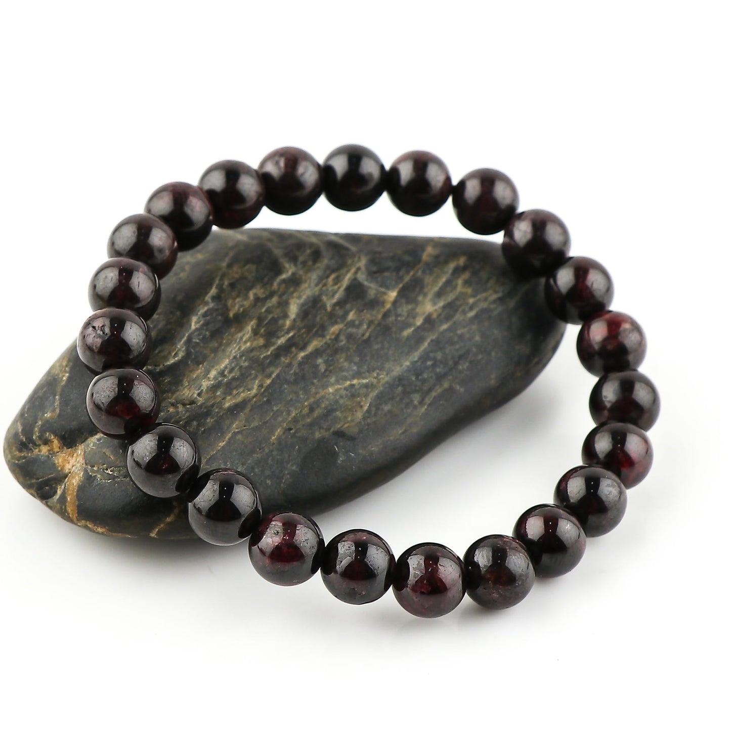CRYSTALIS Red Garnet Bracelet for Boosting Love Drive-Confidence and Relationship - 8mm Beaded Bracelet for Women Men Unisex - Elastic Adjustable Size