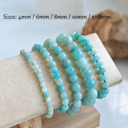CHCCOYE 6mm Natural Healing Gemstone Bracelet Handmade Yoga Stretch Elastic Bracelet Stress Relief Crystal Jewelry for Men and Women (6mm, Amazonite)