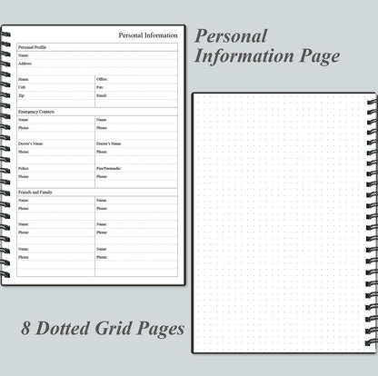 Daily Planner Undated - A5 To Do List Notebook Hourly Schedules, Spiral Appointment Planner for Women and Men, PVC Hardcover, Inner Pocket, Elastic Closure, 5.8" x 8.3", Black