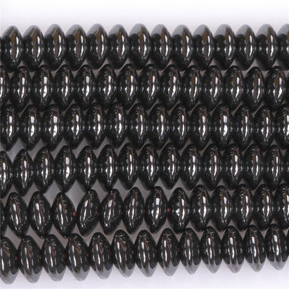 HAAMIIQII 110pcs 10mm Natural Black Hematite Loose Gemstone Beads Rondelle Shape Spacer Stone Beads for Jewelry Making DIY Bracelets Necklaces Crafting