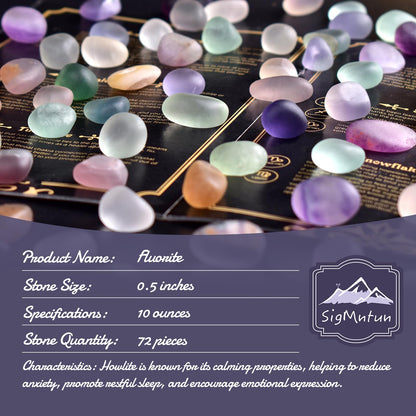 SigMntun Tumbled Fluorite Crystal Stone Set - 72 Pcs, 0.5" 10 oz Handpicked Tumbled Gemstones Rocks, Pebbles for Reiki, Chakra, Healing, Home Decor, 0.5" - Fluorite