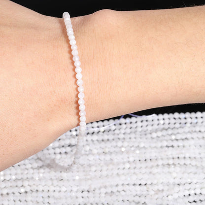Song Xi 120pcs 3mm Natural White Moonstone Gemstone Beads Faceted Round Loose Stone Beads for Jewelry Making (1 Strand)