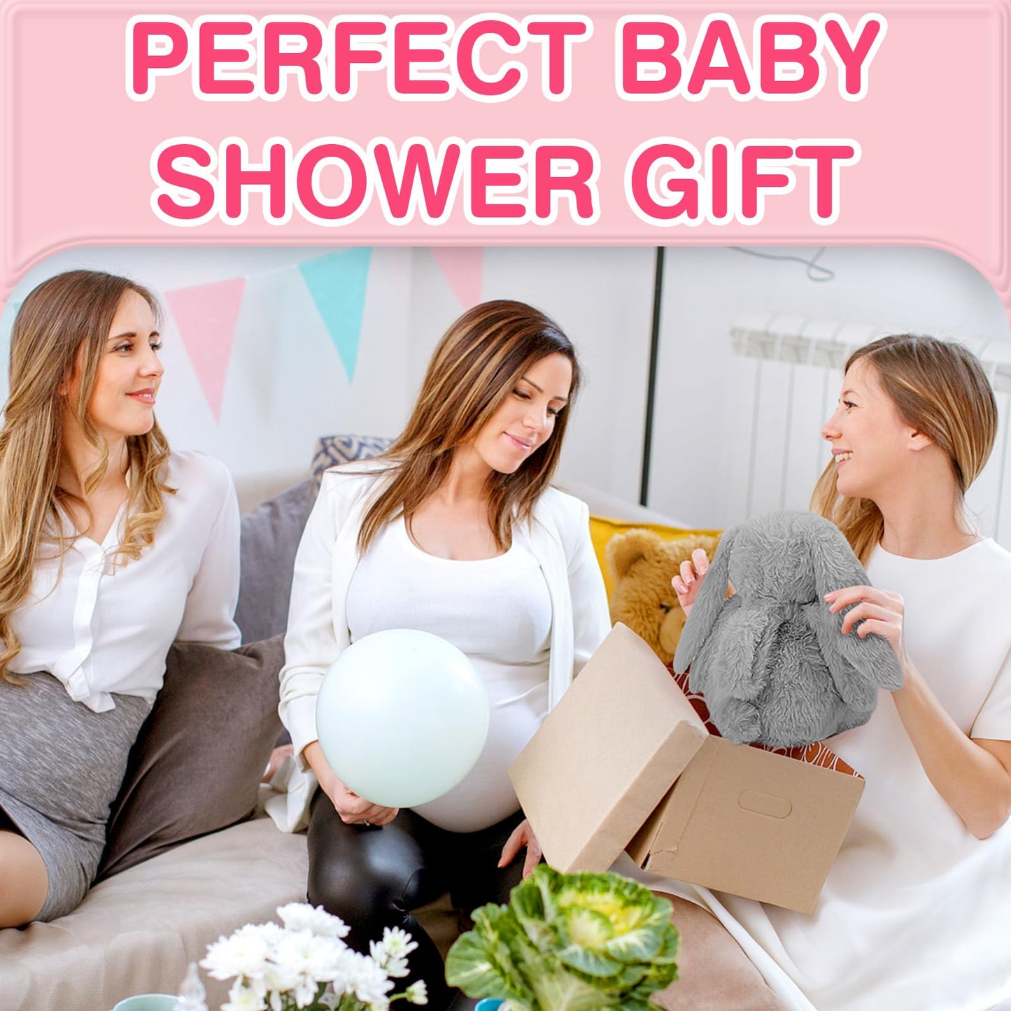 Baby Soother Cry Activated Sensor Toys,Heartbeat Bunny for Babies,Plush Stuffed Animal for Newborn Infants,Toy Vibrating with Mom’s Heartbeat,Baby Shower Gifts for Girls and Boys