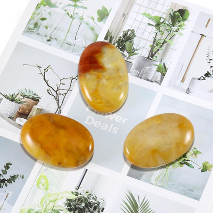 Nvzi Citrine Crystal Palm Stone, Worry Stones, Crystals and Healing Stones, Polished Rocks, Natural Gemstones, Chakra Stones for Healing Crystals Daily Use