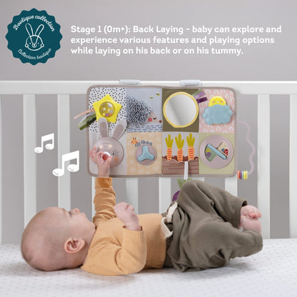 Taf Toys Newborns & Toddlers Busy Board with Music & Lights 13 Montessori Activities Baby Safe Mirror, 3D Activities, Textures & a Baby Teether Develops Motor Skills, Senses & Eye Hand Coordination