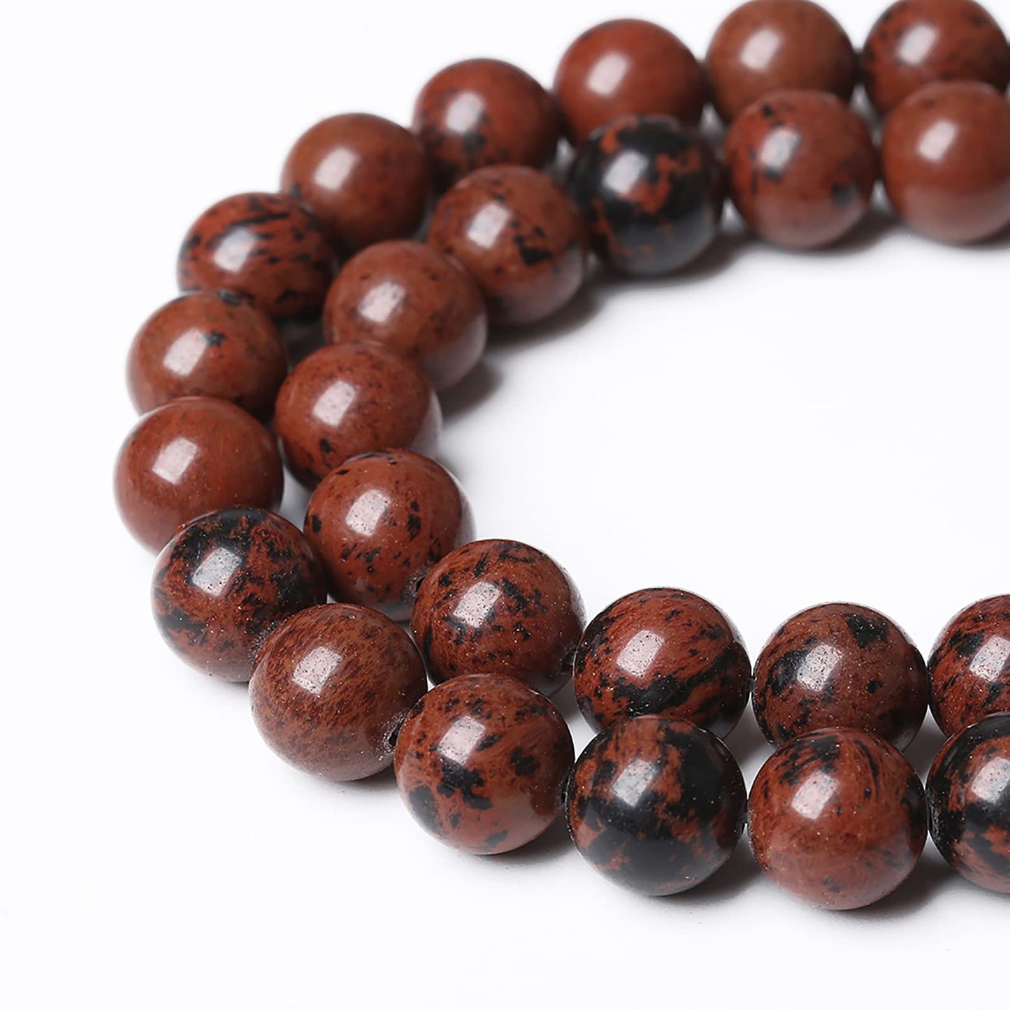 36PCS 10mm Natural Stone Mahogany Obsidian Beads for Jewelry Making Round Loose Spacer Beads DIY Bracelet Necklace (10mm, Mahogany Obsidian Beads)