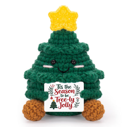 FunisFun Christmas Positive Crochet Doll - Funny Handmade Crochet Christmas Tree, Festive Gift for Christmas Decor Secret Santa Gag Gift