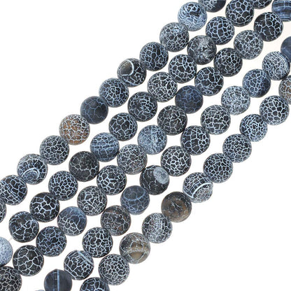 10mm Natural Black Frosted Agate Gemstone Round Loose Beads Crystal Stone Bracelet Necklace Accessories Crafts for Jewelry Making DIY,1 Strand 15"