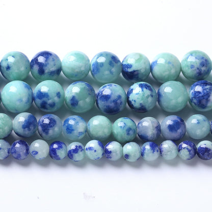 60pcs 6mm Natural Blue Green Persian Jade Stone Beads for Jewelry Making Round Loose Spacer Beads DIY Bracelets Necklaces 15" (6mm, Blue Green Jade)
