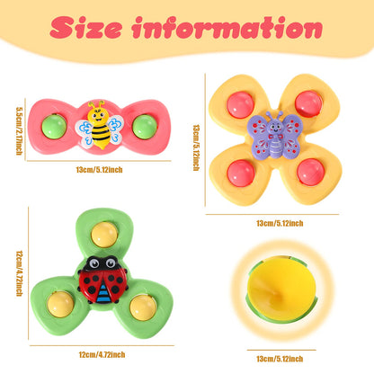 Harrycle 6 Pieces Suction Cup Spinner Toy Sea Theme Sensory Bath Spinner Toys Bear Butterfly Suction Cups for Birthday Learning Game and Party Supplies