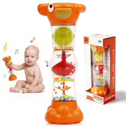 Montessori Baby Toys for 6-12 Months 1 Year Old,Rain Stick Baby Rattle Shaker Infant Sound Toy 9.8” Rainmaker Musical Sensory Tummy Time Toys for 6 7 8 9 10 Months Newborn Toddlers Gifts-Orange