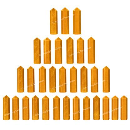 Amazing Gemstone Yellow Jasper Crystal Points Bulk Healing Crystals and Stones - Pack of 3, Single Terminated Healing Wand Point Bulk Crystals for Crafts, Crystal Grid, DIY Work