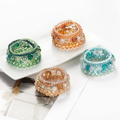 Noessla Beaded Boho Stretch Bracelet Colorful Stackable Crystal Beads Bracelets Trendy Costume Jewelry Mothers Day Gifts for Women(21-Turquoise)