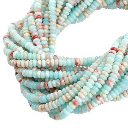 150PCS 2x4mm Blue Jasper Rondelle Beads Natural Abacus Disk Stone Beads Round Loose Spacer Gemstone Beads for DIY Bracelet Necklace Jewelry Making