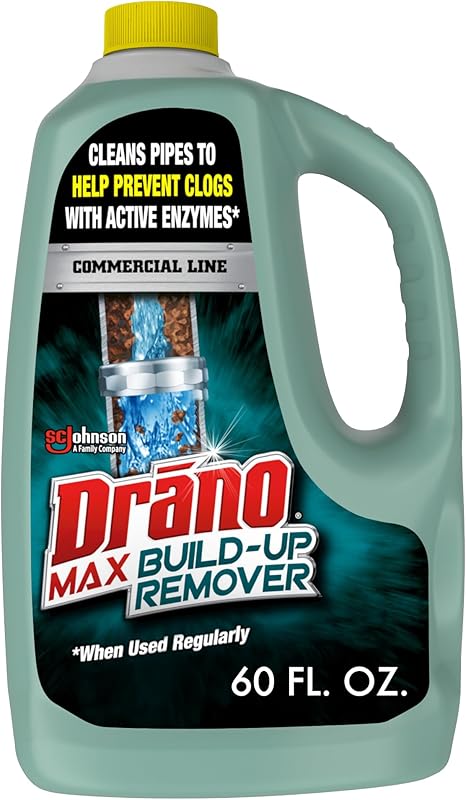 Drano Max Build Up Remover Drain Cleaner, Great for Clog Prevention, Commercial Line, 60 oz
