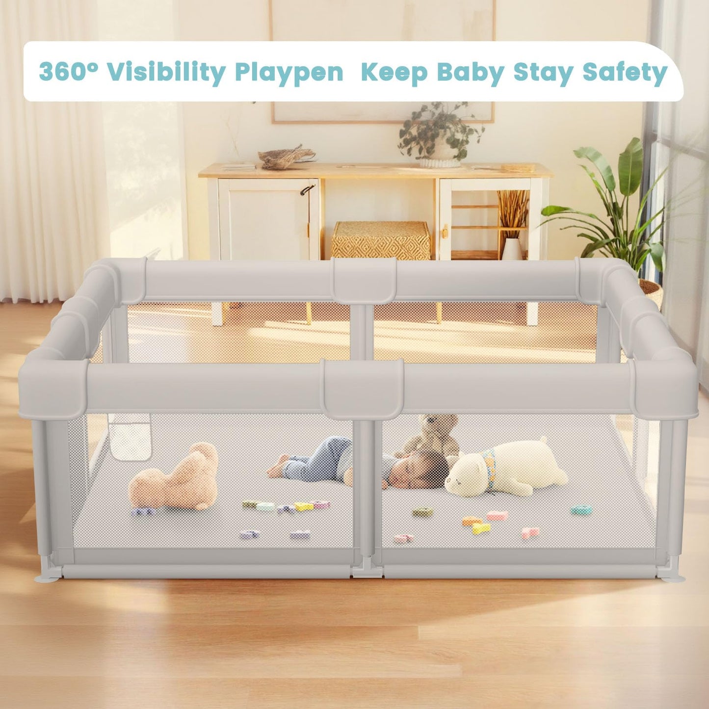 Besuhot Baby Playpen Baby Playard, Play Pen for Babies and Toddlers with Gate, 50x50 Fence, Sturdy Safety Playpen, Indoor & Outdoor Kids Activity Center