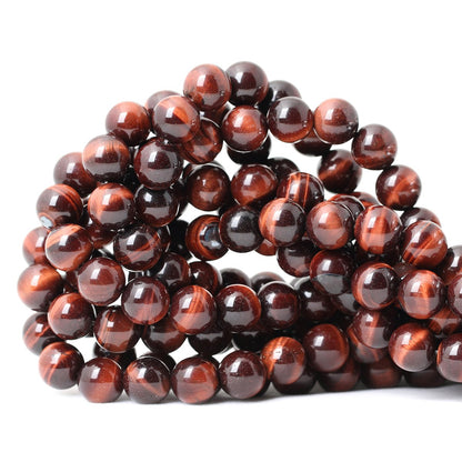 CHEAVIAN 35PCS 10mm Natural Red Tiger Eye Gemstone Round Loose Beads for Jewelry Making DIY Findings 1 Strand 15"